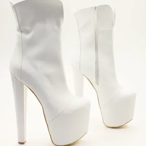 White Hidden Platform Booties
