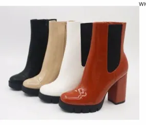 White High Heel Chelsea Booties