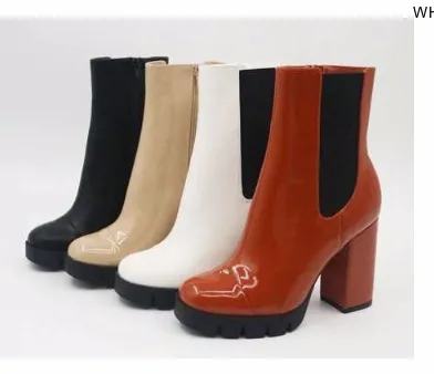 White High Heel Chelsea Booties